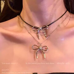 超高回率 ~ 高颜値少女蝶結び首鎖ネックレス気質デザイン高級小衆鎖骨鎖ins