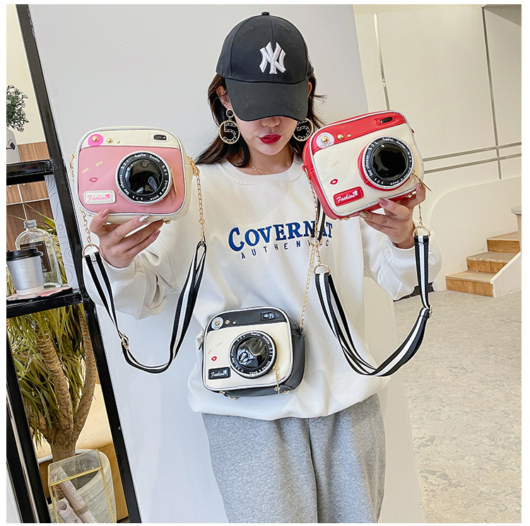 554g Weight Polyester Lining Material Zipper Closure Type Single Shoulder Strap Strap Type Camera Bag Bags Type Casual, Daily Occasion Polyester Material Geometric Pattern All Seasons Season Unisex Gender Cute Style Square Shape Pink, Red, Black Color Medium Size Unisex Medium Geometric Square Zipper Camera Bag 2