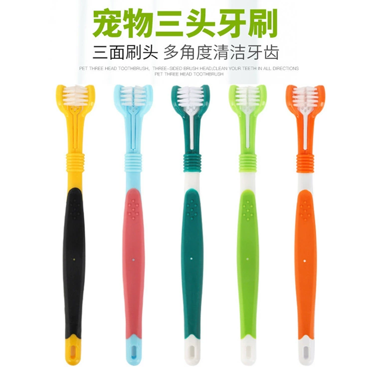 2100154 Товары для домашних животных Зубная щетка с тремя головками Многоугольная зубная щетка Зубная Щетка для собак Зубная щетка для кошек