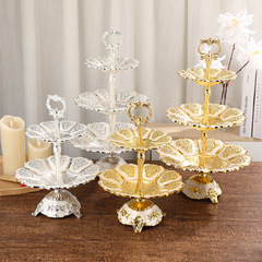 Light luxury white gold three-layer portable fruit plate European-style desktop two-layer decorative fruit plate Portable fruit plate crafts
