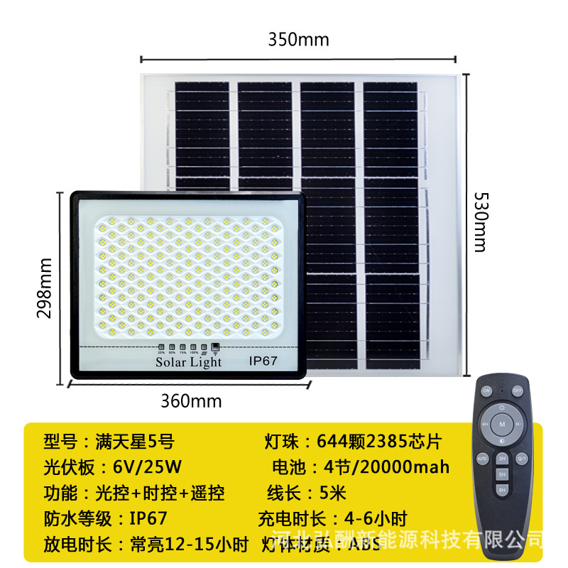 Nueva estrellado hogar solar Luz de inundación al aire libre de alta potencia jardín luz LED reflector impermeable