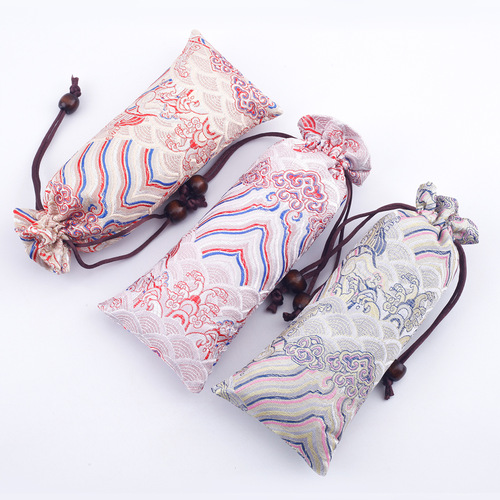Factory Wholesale Hair Comb Bag, Chinese Style Satin Gua Sha Board Jewelry Pouch, Hairpin, Beaded Necklace Gift Packaging Bags