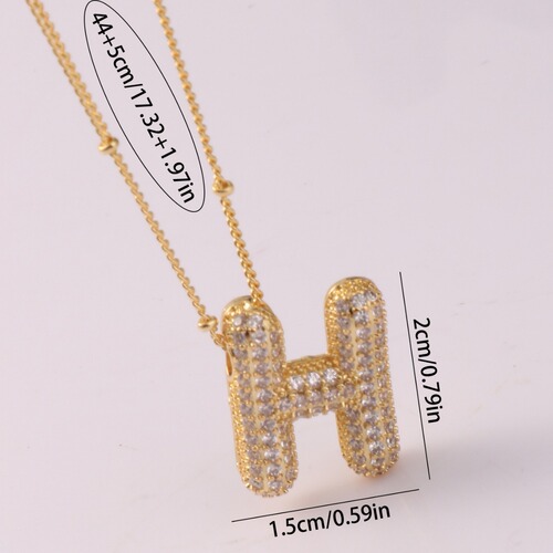 Hot-selling gold-plated copper bracelet with zirconia balloon bubble pendant, featuring 26 English letters.