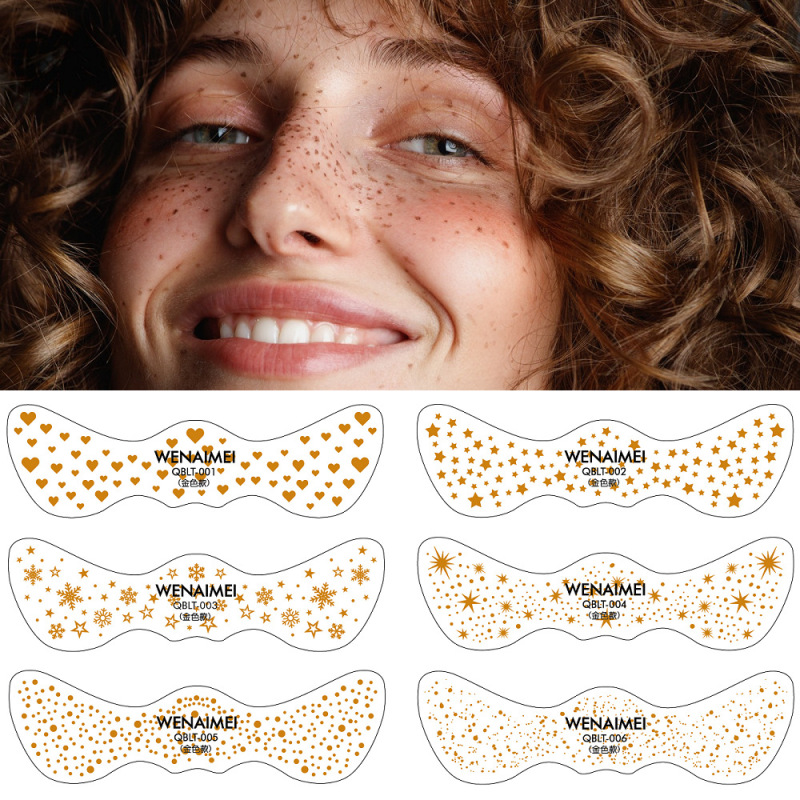 Cross Border Bronzing Face Freckles Tattoo Sticker in stock Hot Silver Laser Gold Party Disposable Waterproof Sticker suit Cross Border Bronzing Face Freckles Tattoo Sticker in stock Hot Silver Laser Gold Party Disposable Waterproof Sticker suit