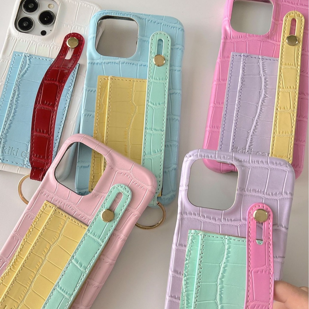 Bolso de tarjeta con estampado de cuero en contraste para niña ins para estuche para teléfono móvil iPhone16ProMax 12 Apple 13/14PM femenino 15