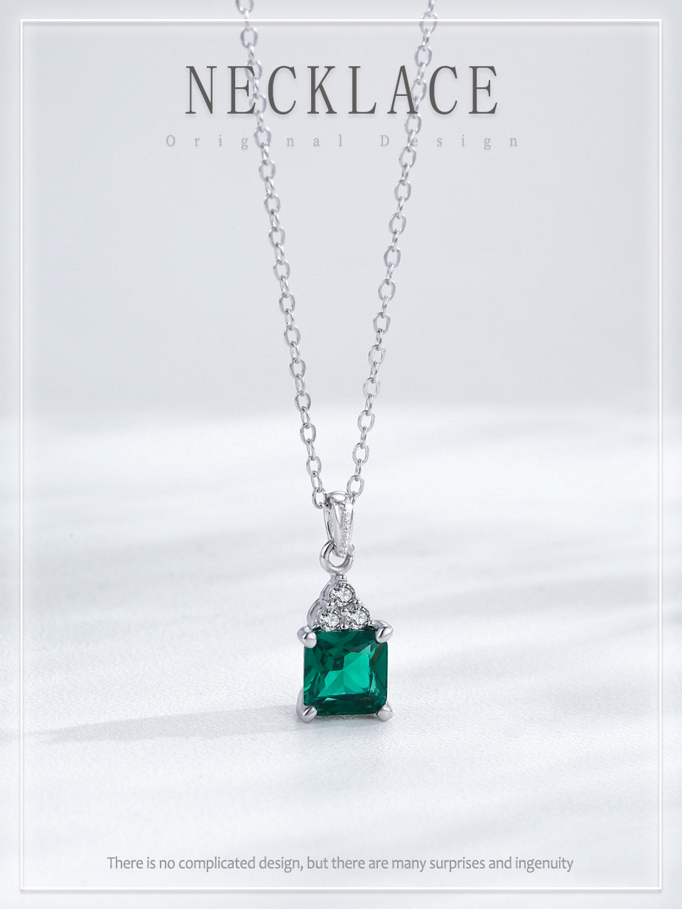 2g Weight 925 Sterling Silver Pendant Material Zircon Inlay Material Pendant Necklace Classification 925 Sterling Silver Zircon Cable Chain Inlay Square Pendant Necklace