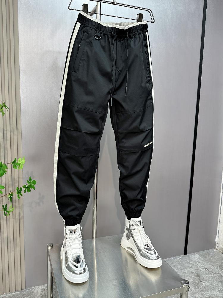 Trendy brand work for men in spring summer, thin fit, loose fitting, ankle tied, casual cropped pants, Korean version,_voghion.com