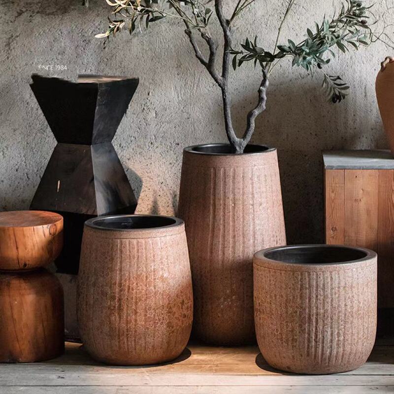 Jingdezhen Coarse Pottery Large-diameter Coarse Pottery Flower Pot New Creative Green Plant Pot Flower Bed Succulent Pot Planting Courtyard Decoration