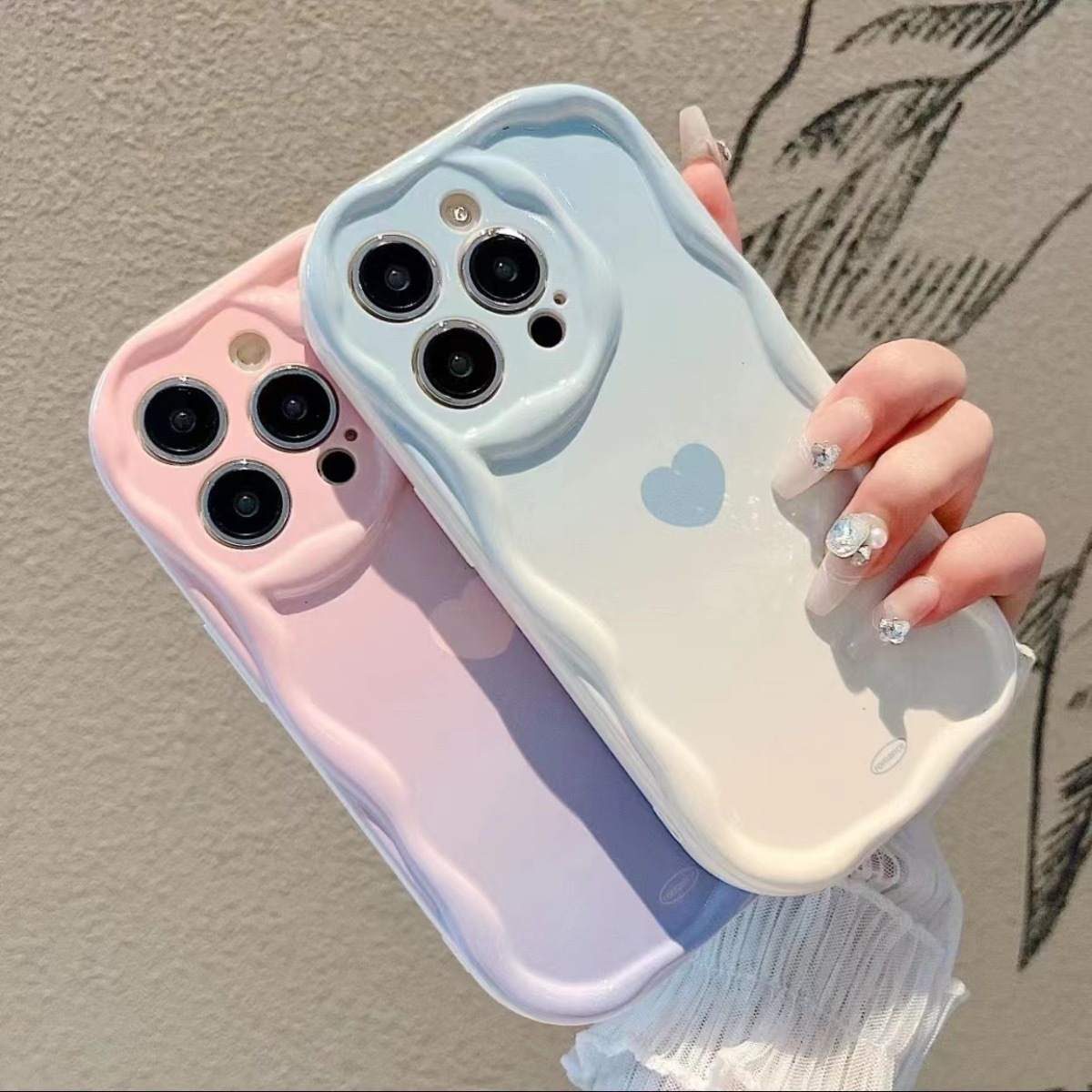 Geschikt voor Apple 15 telefoonhoesje, iPhone 14, modieus en minimalistisch 11, roze blauw gradiëntkleur, Japan_voghion.com