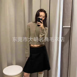 跨境外贸女毛衣 亚马逊女装连帽毛衣 剪标尾单 za纯色帽衫针织衫