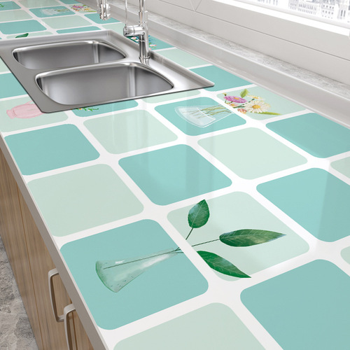 Kitchen Range Hood Oil-Proof Self-Adhesive Waterproof High-Temperature Wall Sticker Countertop Renewal Wallpaper Marble