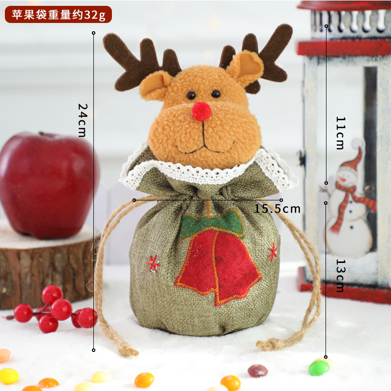 歌德麻绣苹果袋-麋鹿