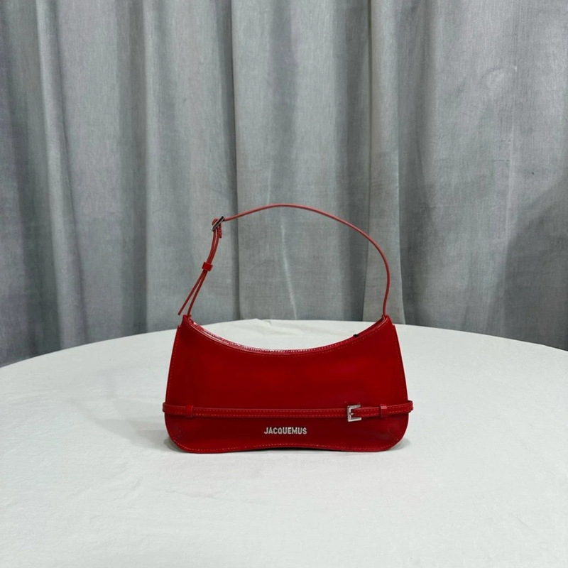 French Niche Design Jacquemus High-Quality One-Shoulder Satchel Cowhide Bag Red Wedding Bag Armpit Bag for Women