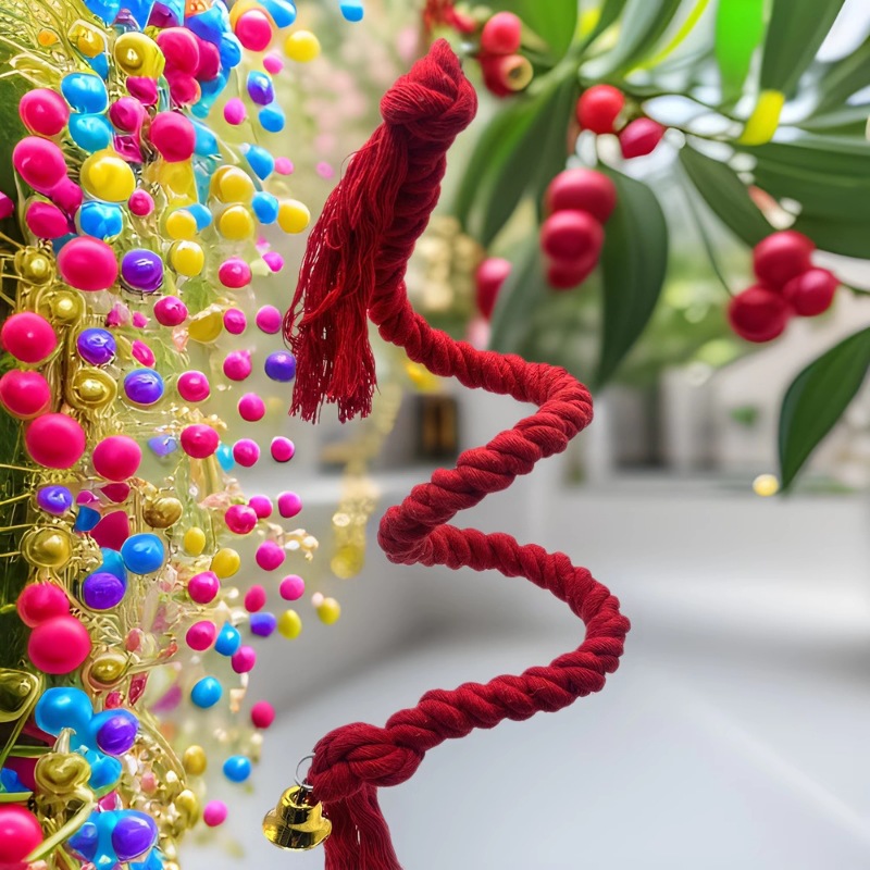 Juguete de loro Año nuevo cuerda de algodón rojo cuerda de escalada cuerda de escalada giratoria jaula de pájaros colgante decorativo pájaro mordisco de pájaro juguete de boca