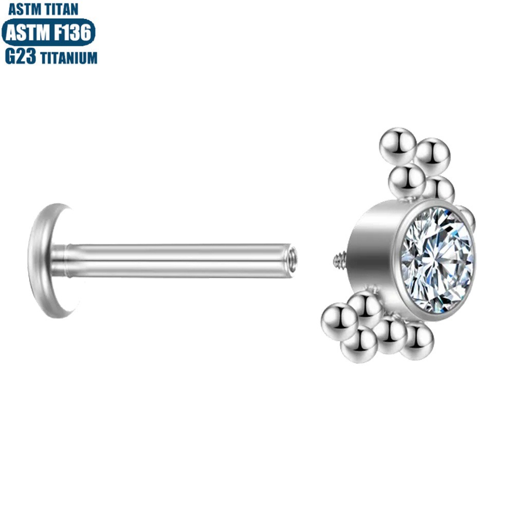 Labret piercing jewelry detail image