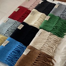 韩国小众羊毛流苏围巾女士冬季百搭氛围感加厚围巾保暖情侣围脖男