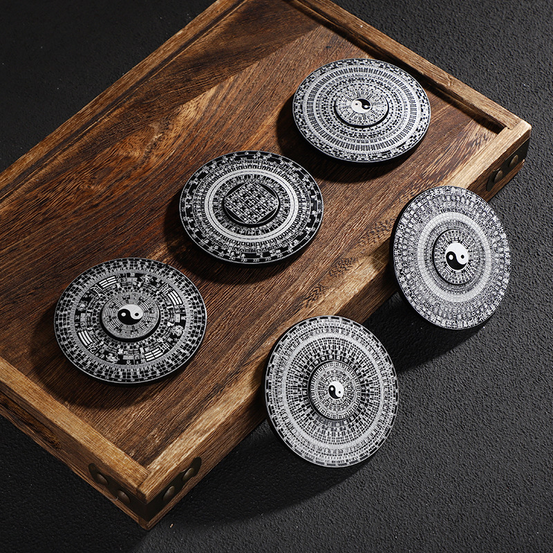 Gyro de la yema del dedo Taiji chisme brújula juguete negro tecnología Yi Jing 64 hexagrama giroscopio giratorio descompresión artefacto