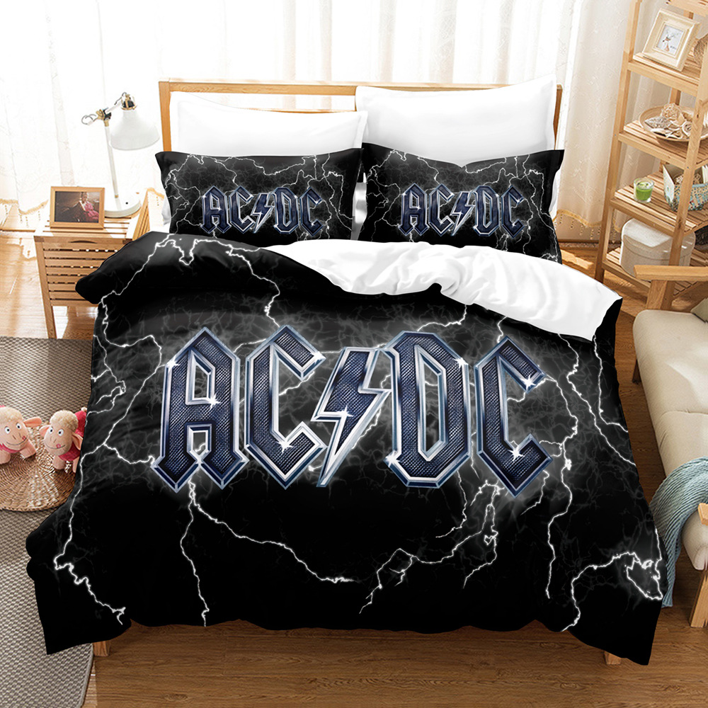 공장 직공급 3D 디지털 인쇄 샌딩 침구 4 종 세트 3 종 세트 ACDC 침대 시트 이불 베개