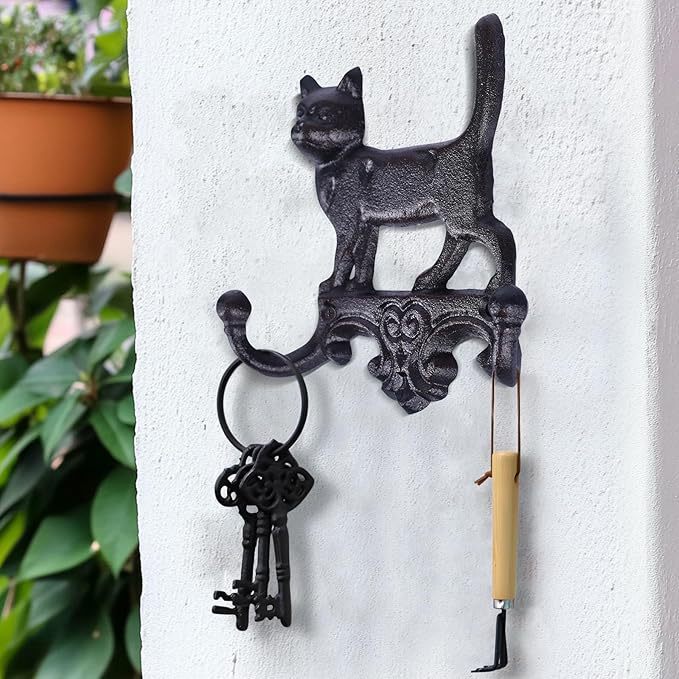 ヨーロッパのシンプルなレトロな鉄猫と犬のフック中庭の創造的な装飾洋服フックキーフック壁掛け|undefined