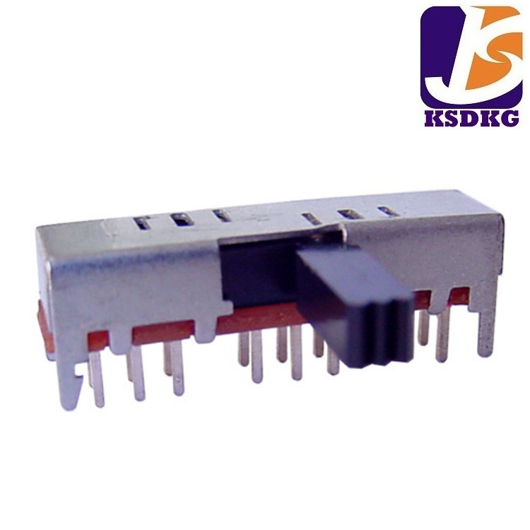 卧式拨动开关4P3T 3档微动开关侧插 4极3位滑动开关卧式