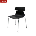 厂家批发塑料椅 现代简约不规则靠背金属脚餐厅食堂PP塑料椅