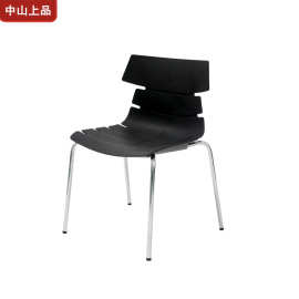 厂家批发塑料椅 现代简约不规则靠背金属脚餐厅食堂PP塑料椅