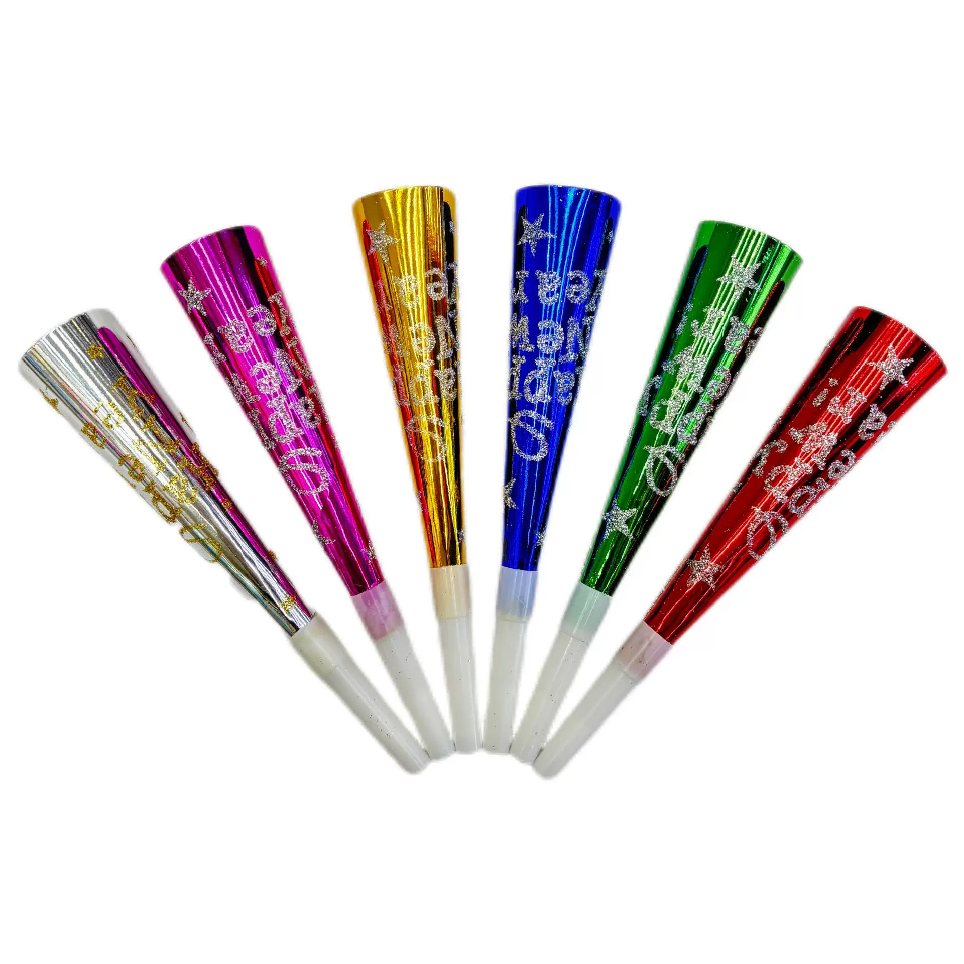 定制纸管喇叭派对用品出口新年助威玩具氛围感口哨20cm镭射小喇叭