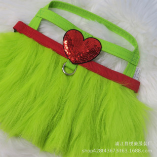 Small Medium and large dog Christmas pet supplies clothes cat cotton-padded clothes clothing funny green fur strange Greenwich