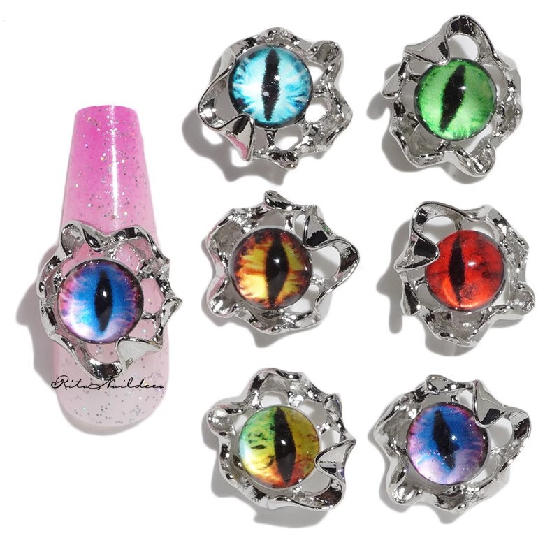 European and American Nail Eye Nail Art Accessories Devil's Pupil Dark Niche Nail Art Jewelry Stereo Cat Eye Beads Metal European and American Nail Eye Nail Art Accessories Devil's Pupil Dark Niche Nail Art Jewelry Stereo Cat Eye Beads Metal