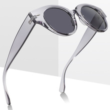 跨境寬腳圓框太陽鏡女復古PC款時尚米釘墨鏡男士眼鏡批發