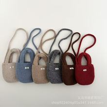 儿童针织包包韩系ins 出游凹造型斜挎包宝宝纯色毛线手提包单肩包