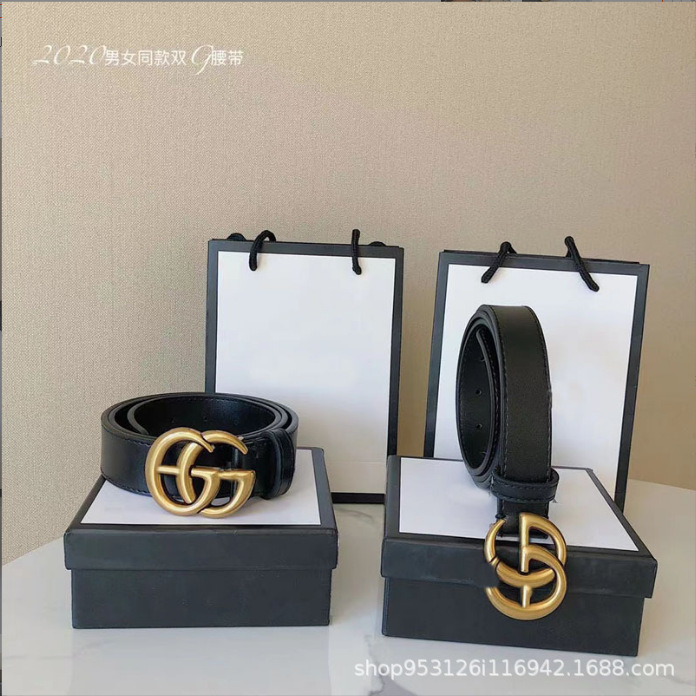 국경 간 대외 무역 Gujia 남성과 여성의 얇은 허리 가죽 더블 G 캐주얼 벨트 탑 Cowhide 비즈니스 벨트