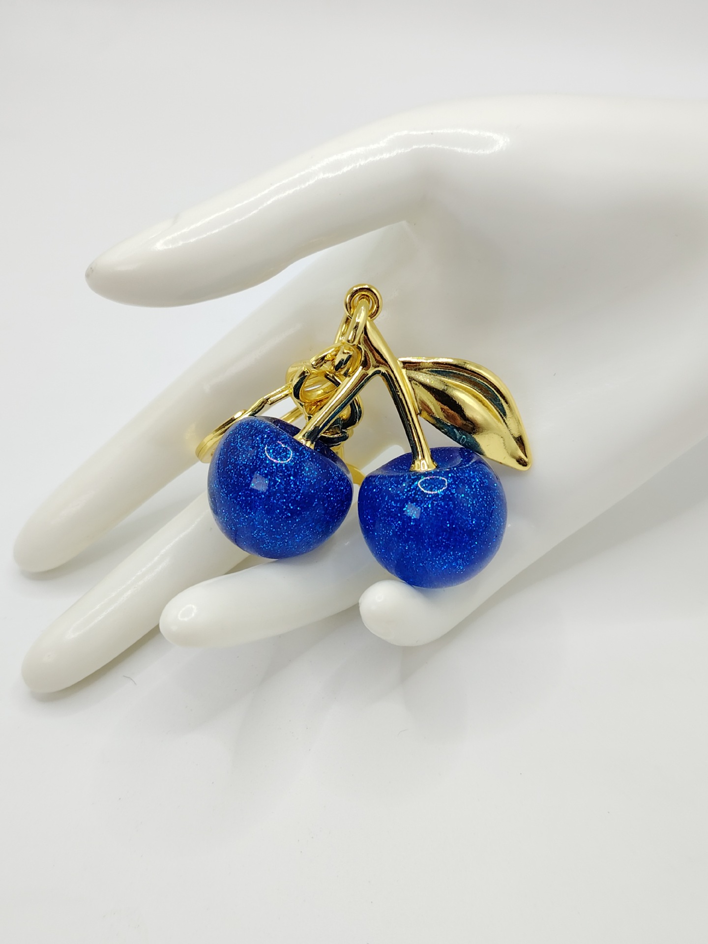 Adorno de llavero de cereza grande de cristal de alta calidad colgante de equipaje de fruta de imitación de cristal colgante de equipaje de cereza