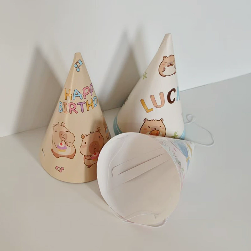 Новая Capibala Party Hat бабочка детские мультсериалы День Рождения бумажная шляпа Острый колпак 16 см