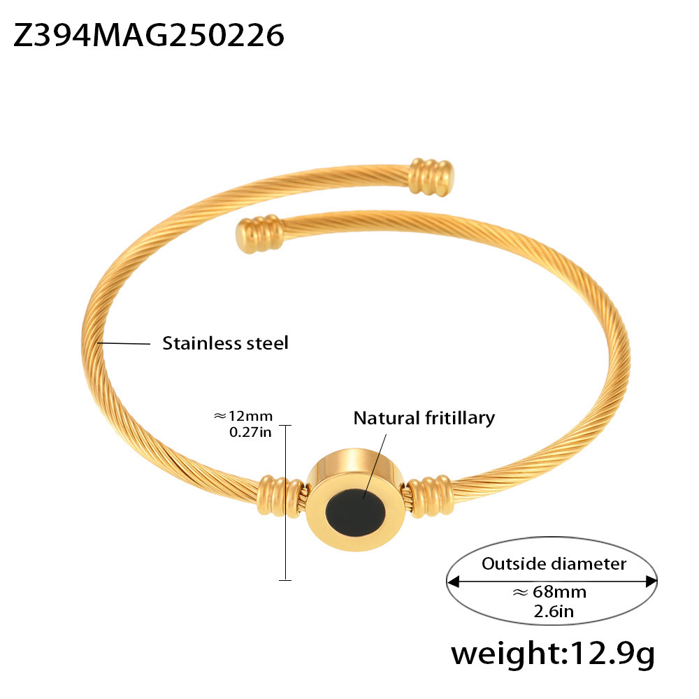 Zhengyanins natural real frita blanca y negra de doble cara pulsera de acero inoxidable subline joyas pulsera elástica no se desvanecen mujeres