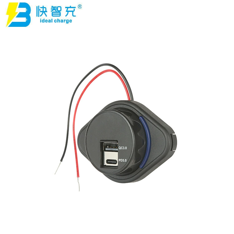 Автомобильное зарядное устройство (Ideal Charge) UCC-320, USB-A QC3.0 + USB-C PD3.0, крепление на панель, черный