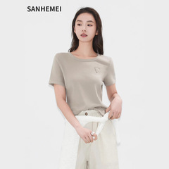 Yulu リネン Tシャツ夏のレディースリネン半袖ラウンドネックレディースプルオーバー無地ベーシックシンプルクールレディーストップ