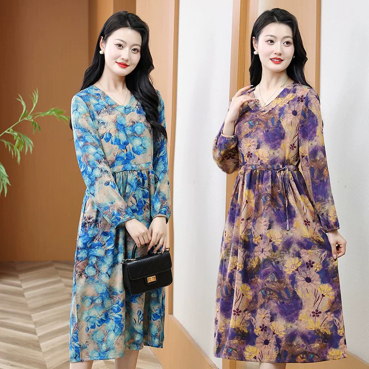 Летнее платье для женщин среднего возраста 2025, новый стиль для 40 и 50 лет, элегантная юбка для женщин среднего и старшего возраста