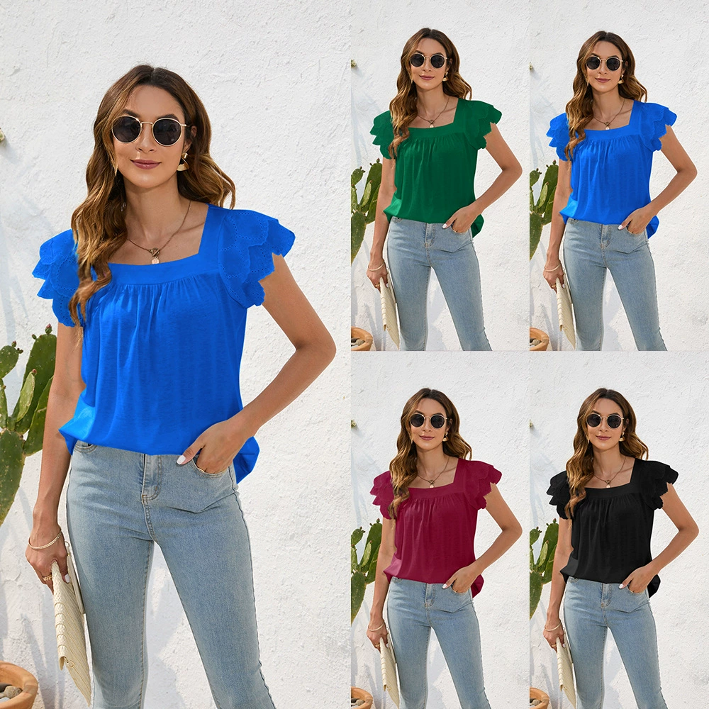 Женская Свободная Повседневная футболка Amazon на весну и лето, Женский однотонный топ с круглым вырезом и короткими рукавами для пригородных поездок