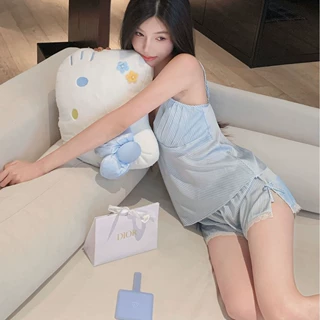 冰丝睡衣女夏季少女纯欲吊带短裤家居服套装露背性感睡衣女丝绸