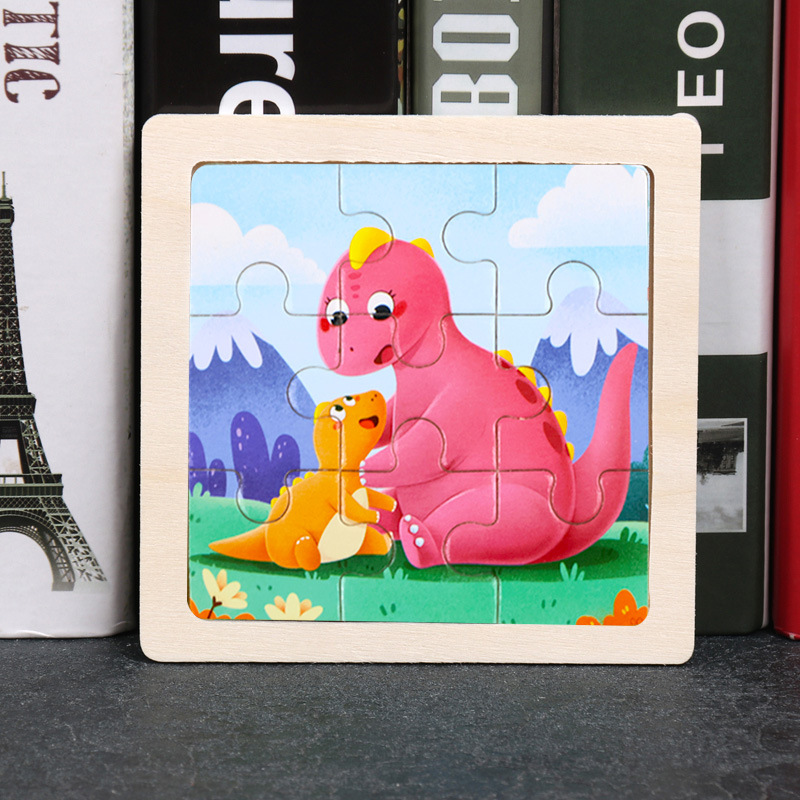 Puzzle pequeño plano de madera de 9 piezas Animal Ocean Traffic Kindergarten Educación temprana Juguetes educativos Puzzle simple de entrada
