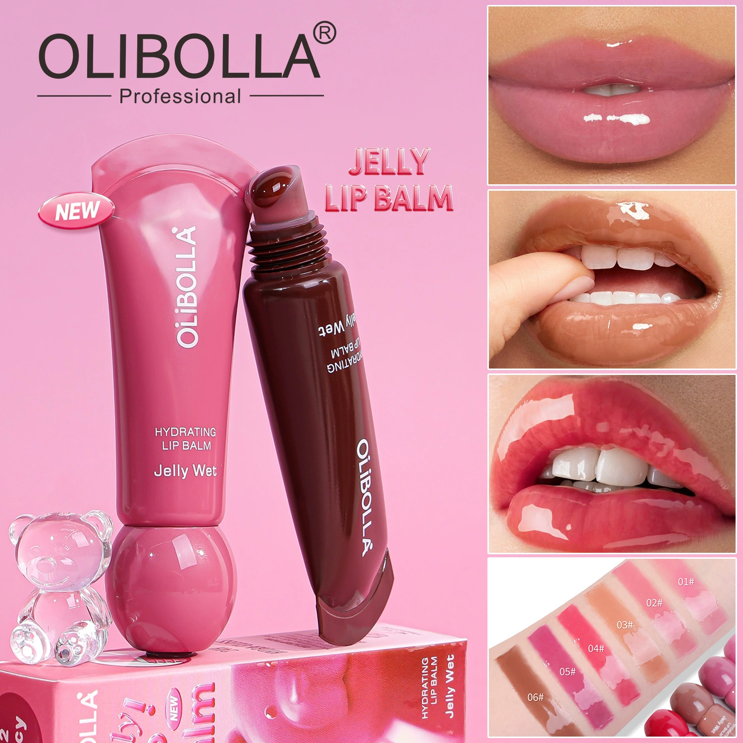 Увлажняющий бальзам для губ OLIBOLLA Jelly Wet, блеск-лосьон, 6 оттенков