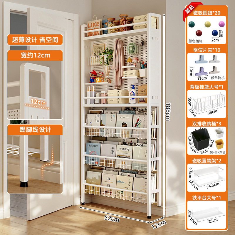 El estante del tablero del agujero detrás de la puerta, la habitación del piso al techo, la pared estrecha, el hogar, el espacio, el artefacto de almacenamiento del dormitorio, la estantería ultrafina