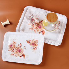 密胺仿瓷托盘浮雕欧式备菜盘茶盘出口客厅家用茶盘加厚美耐皿托盘