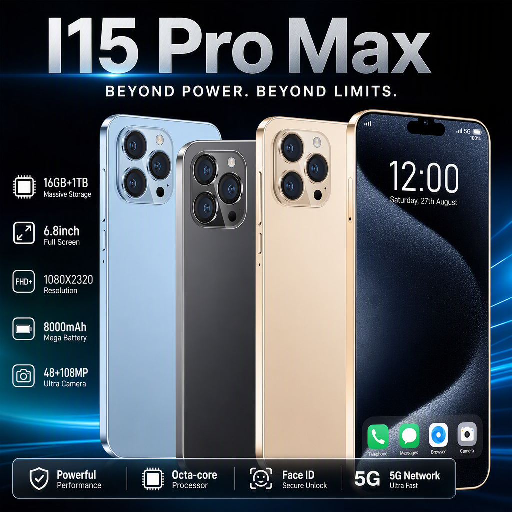 The New I15 Pro Max Android Smartphone With Eight Cores, Large Screen,...