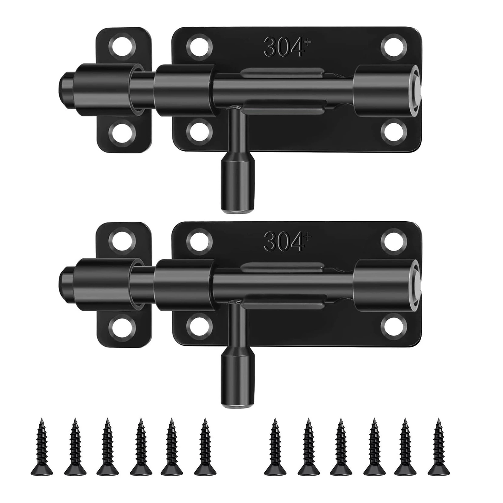 2 шт. Дверной болт черный из нержавеющей стали, с 12 винтами, Дверной болт для раздвижных дверей YQ