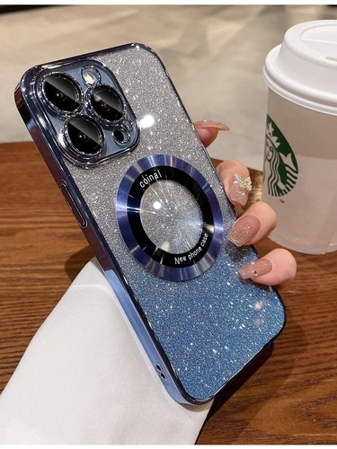 Suitable for Apple 15 mobile phone case magnetic plating 12 gradient glitter iphone 14 promax protective cover 13 silicone