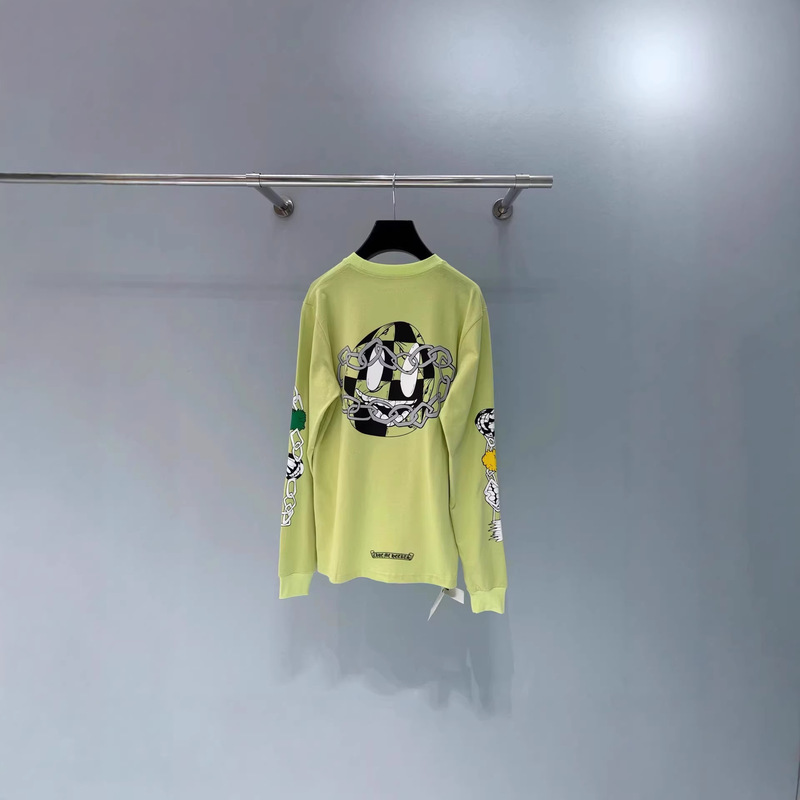 【Dujia Nanyou in Stock】Ch Chrome Hearts X Apple Green Long Sleeve T-Shirt Unisex Chrome Hearts Top
