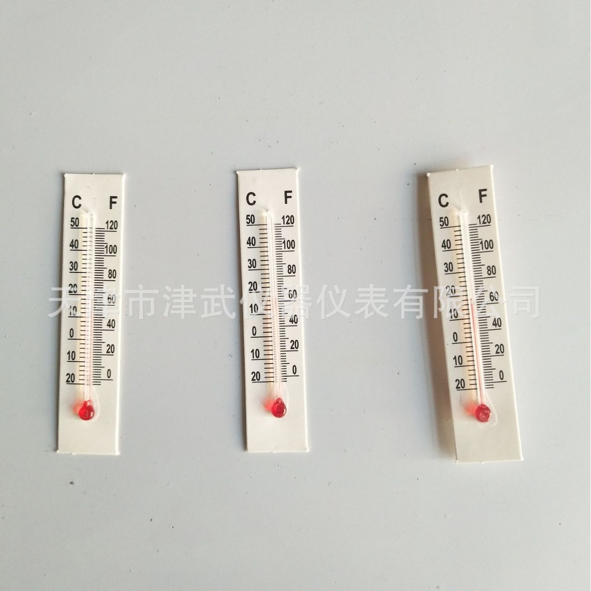 25-300mm工艺品玻璃温度计/不干胶温度计/纸板温度计 PVC温度计