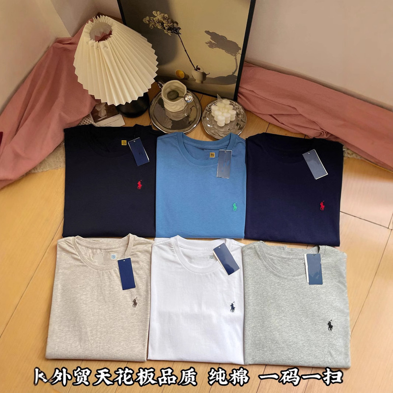 Original Foreign Trade Sweep Size high quality Cotton Pony Embroidered Men's Short-sleeved T-shirt Casual All-match Top for Men